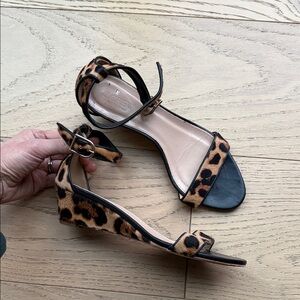 J. Crew Leopard Print Sandals with Ankle Strap